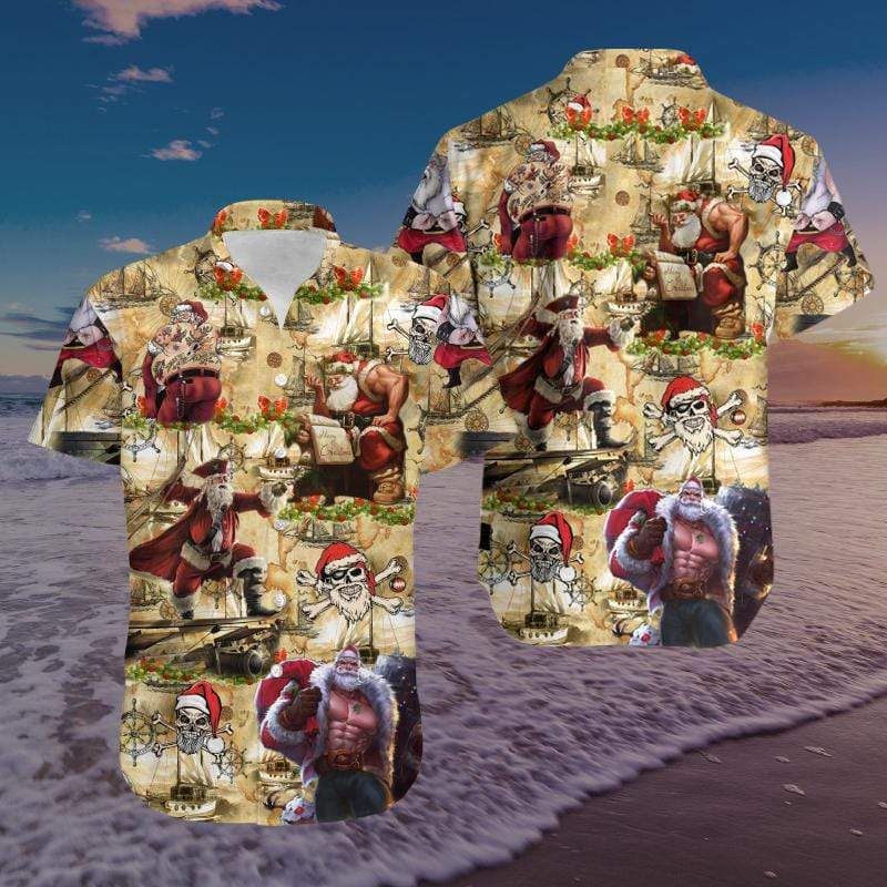Felacia [Hawaii Shirt] Amazing Pirate Santa Claus Unisex Hawaiian Aloha Shirts-ZX2190